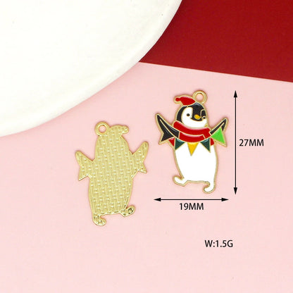 10 PCS/Package 17 * 21mm 17 * 22mm 19 * 24mm Alloy Rhinestones Penguin Christmas Tree Snowman Pendant Jewelry Accessories