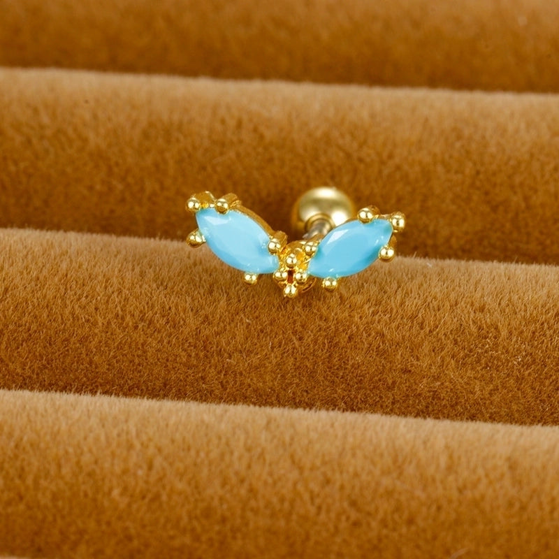 1 Piece Minimalist Geometric Flower Snake Plating Inlay Stainless Steel Rhinestones Earrings