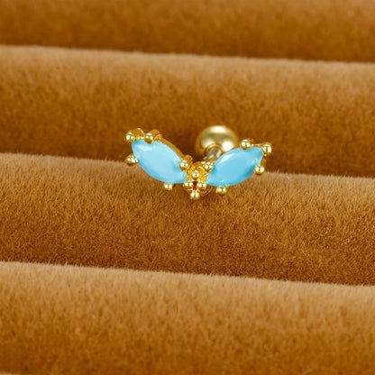 1 Piece Minimalist Geometric Flower Snake Plating Inlay Stainless Steel Rhinestones Earrings