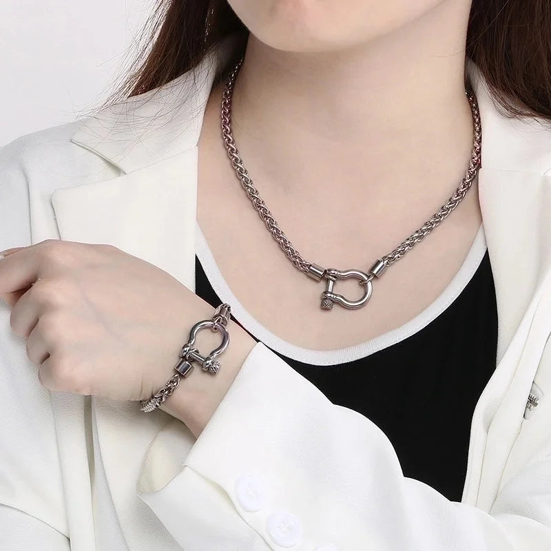 304 Stainless Steel Modern Style Minimalist Classic Style Geometric Bracelets Necklace