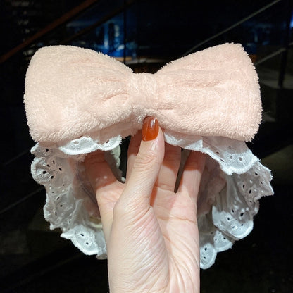 Cat Ears Hair Band Hair Band Korean Plush Internet Celebrity Rabbit Ear Hair Accessories Bow Face Wash Hair Band