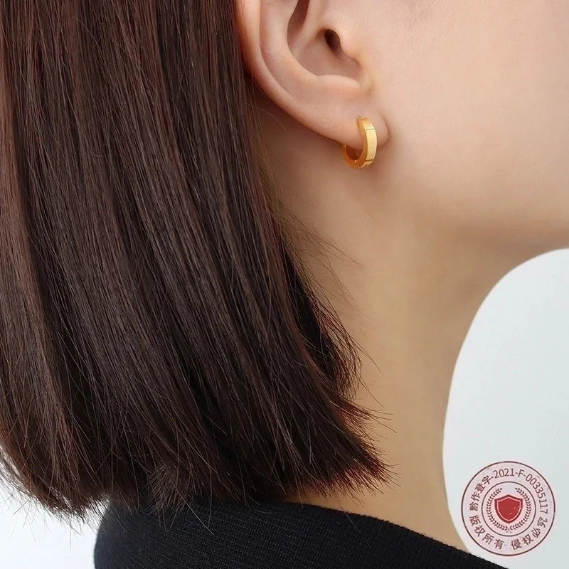 Geometric 304 Stainless Steel No Inlaid 18K Gold Plated Earrings Ear Studs