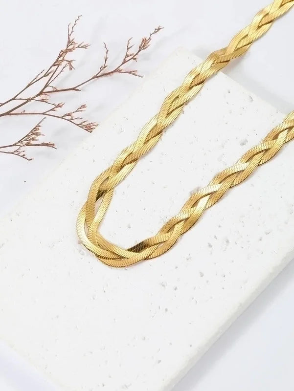 Minimalist Solid Color Copper Plating Chain 18k Gold Plated Necklace