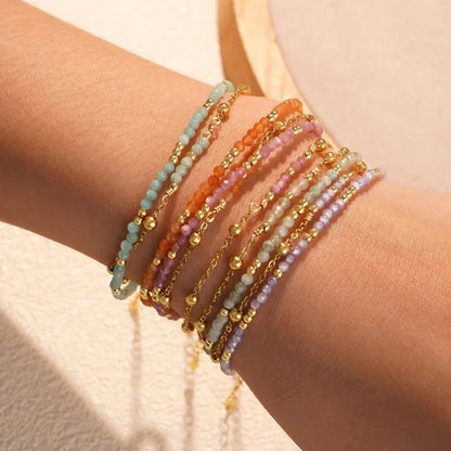 Elegant Geometric 304 Stainless Steel Semi-precious Stone Bracelets In Bulk