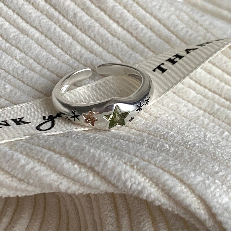 Vacation Sweet Star Heart Shape Copper Inlay Zircon Rings