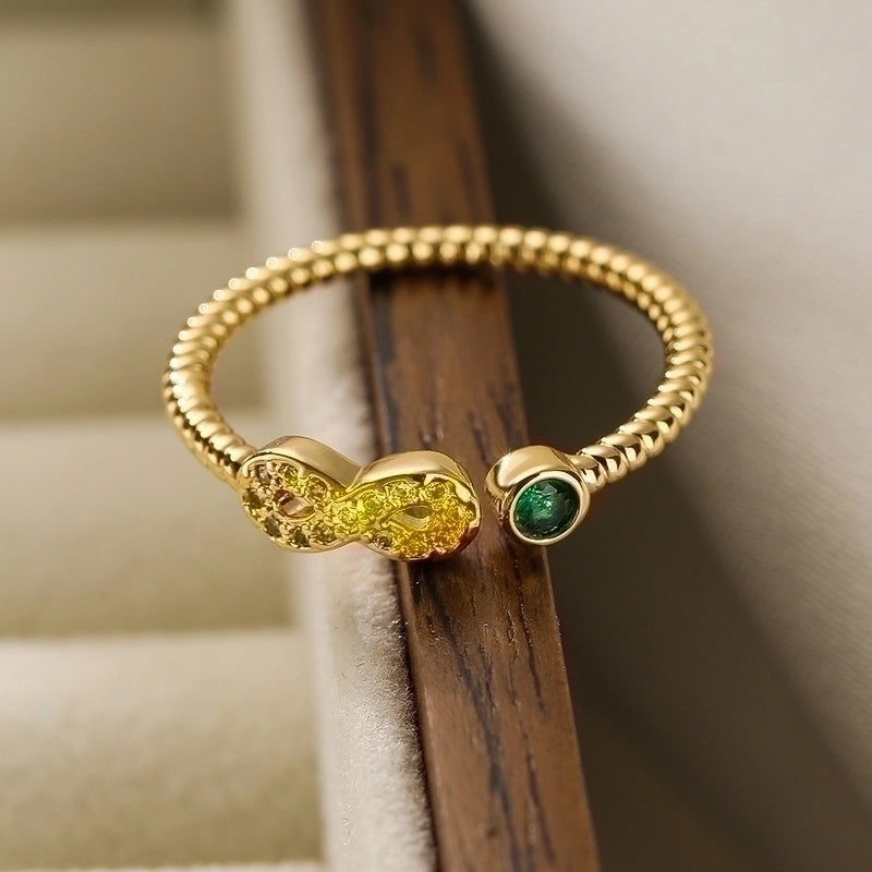 Minimalist Cross Infinity Heart Shape Copper Plating Inlay Zircon 18k Gold Plated Open Ring
