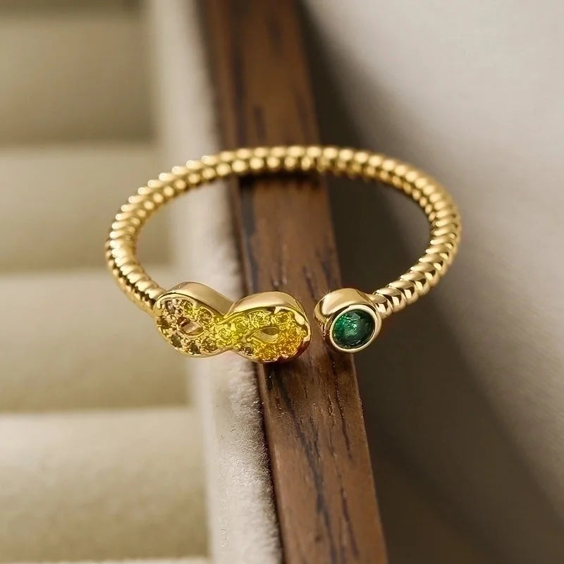 Minimalist Cross Infinity Heart Shape Copper Plating Inlay Zircon 18k Gold Plated Open Ring