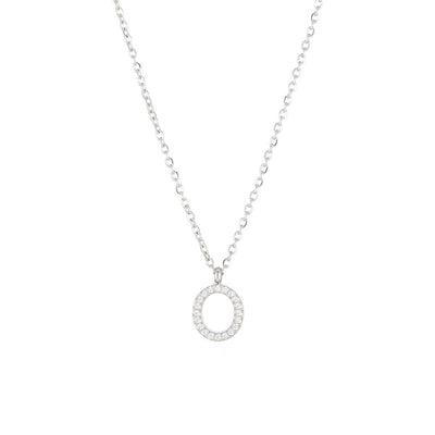 Minimalist Letter 304 Stainless Steel Zircon 16K Gold Plated White Gold Plated Plating Inlay Pendant Necklace