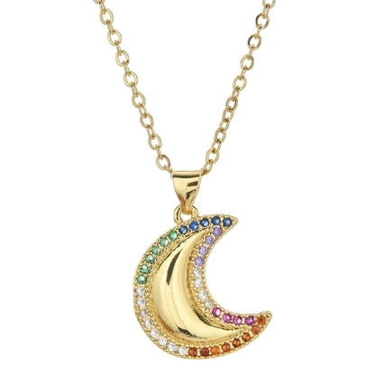 Bohemian Devil's Eye Heart Shape Stainless Steel Inlay Artificial Crystal Pendant Necklace