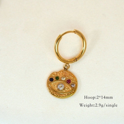 6 Pieces Minimalist Classic Style Heart Shape Plating Inlay 304 Stainless Steel Rhinestones Drop Earrings