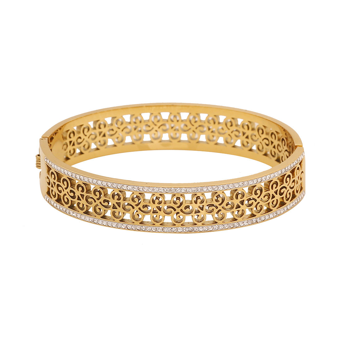 Fashion Flower Stainless Steel Electroplating Bangles