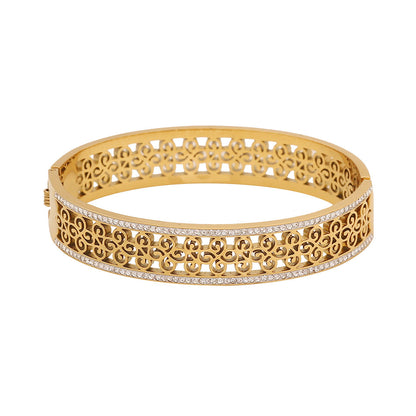 Fashion Flower Stainless Steel Electroplating Bangles