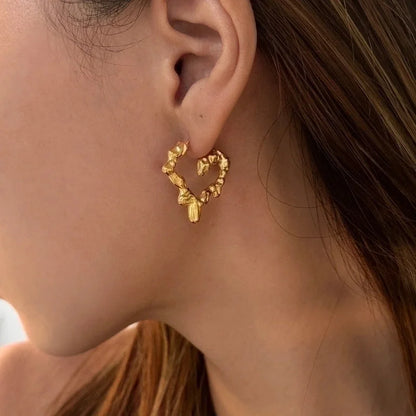 Retro Classic Style Heart Shape Titanium Steel Earrings Necklace