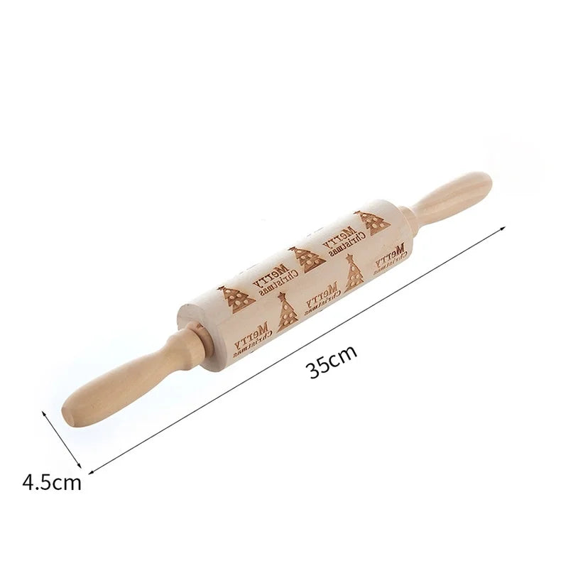 Christmas Cute Christmas Tree Snowflake Elk Wood Rolling Pin 1 Piece