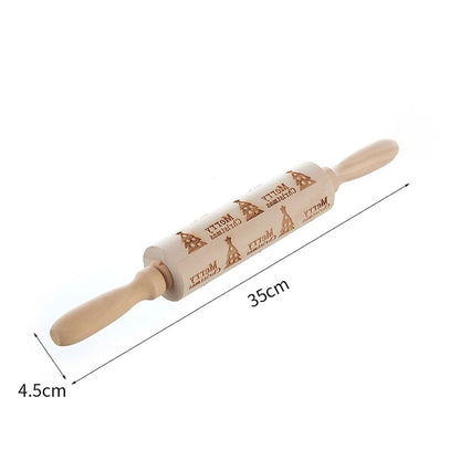 Christmas Cute Christmas Tree Snowflake Elk Wood Rolling Pin 1 Piece