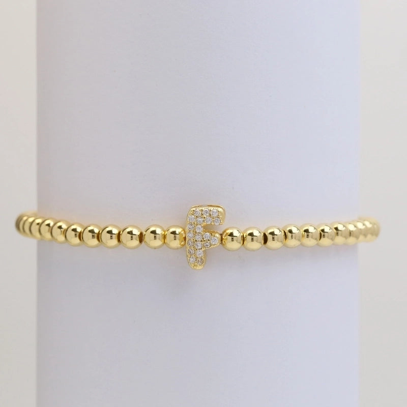 Xi Yin Hot Sale Brass Micro-Inlaid Bubble Balloon Diy26 English Letters Copper Bead Beaded Elastic Wire Bracelet