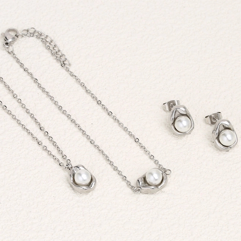 3 Pieces Elegant French Style Classic Style Geometric 304 Stainless Steel 18K Gold Plated Plating Jewelry Set