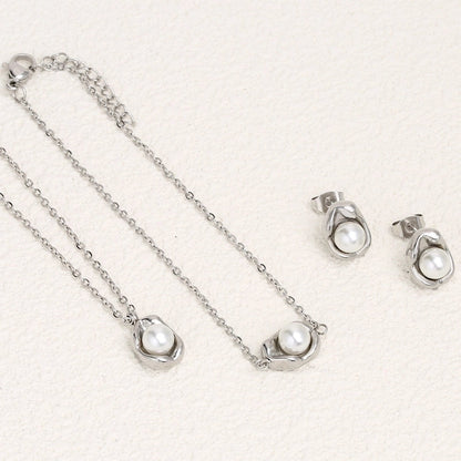 3 Pieces Elegant French Style Classic Style Geometric 304 Stainless Steel 18K Gold Plated Plating Jewelry Set