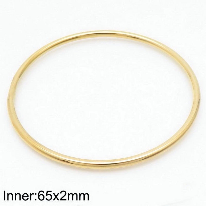 304 Stainless Steel 18K Gold Plated Minimalist Round Solid Color Bangle