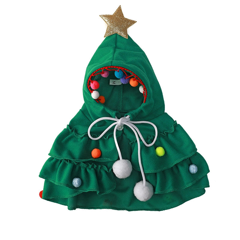 New Christmas Pet Clothes Small And Medium-sized Keji Fadou Christmas Tree Dog Cape Shawl Spot