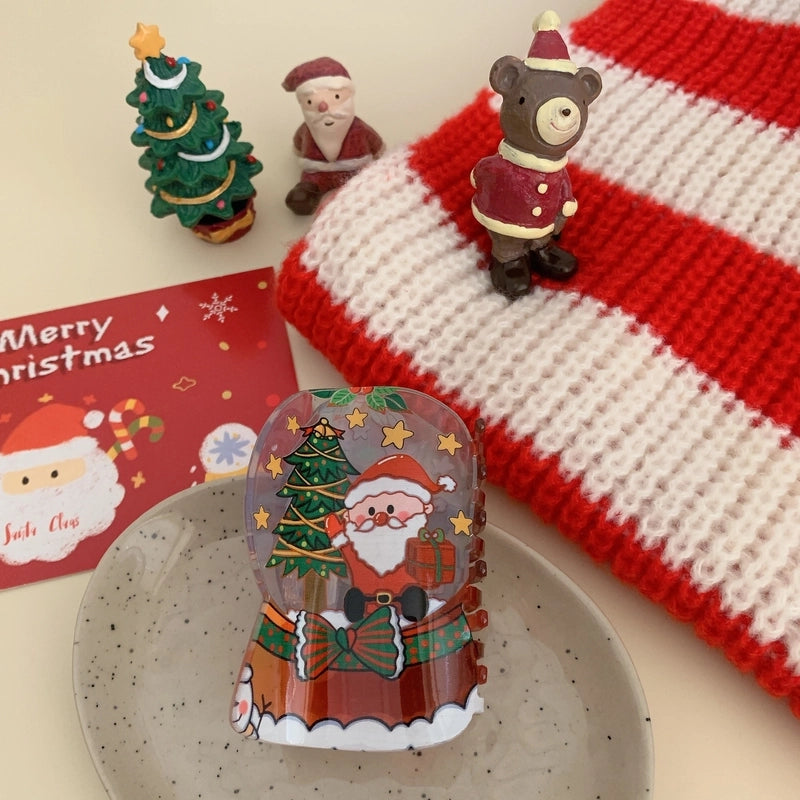 Cute Minimalist Women's Christmas Tree Santa Claus Arylic Hair Claws
