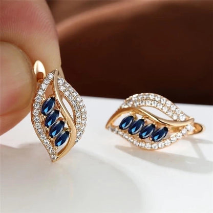 1 Pair Elegant Minimalist Leaf Plating Inlay Copper Zircon Earrings