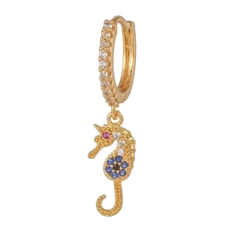 1 Piece Fashion Snake Butterfly Inlaid Zircon Brass Zircon 18K Gold Plated Drop Earrings