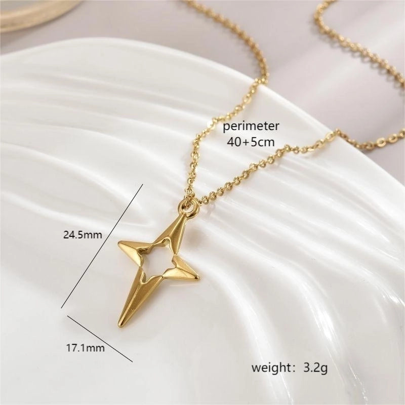Stainless Steel 18K Gold Plated Minimalist Polishing Plating Star Heart Shape Bow Knot Pendant Necklace
