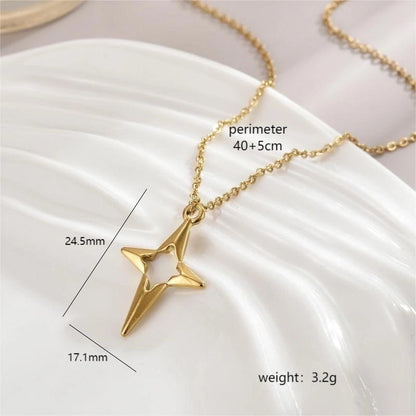 Stainless Steel 18K Gold Plated Minimalist Polishing Plating Star Heart Shape Bow Knot Pendant Necklace