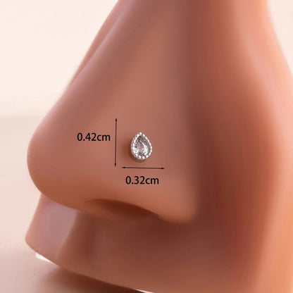 1 Piece Nose Rings & Studs Casual Minimalist Korean Style Moon Water Droplets 316L Stainless Steel Copper Inlay Zircon Nose Rings & Studs