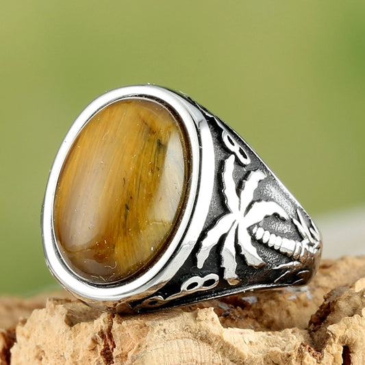 Vacation Round Coconut Tree 316 Stainless Steel Unisex Rings