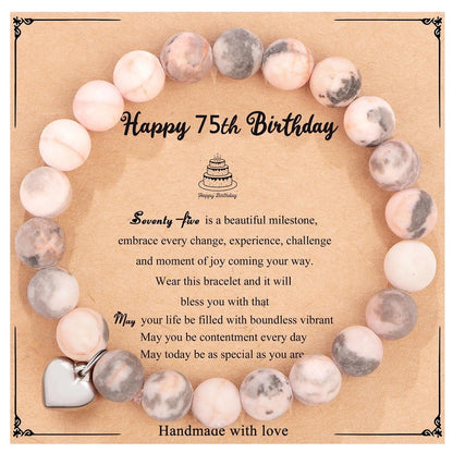 New Natural Stone Beaded Bracelet Birthday Christmas Gift Emperor Stone Powder Zebra Bracelet