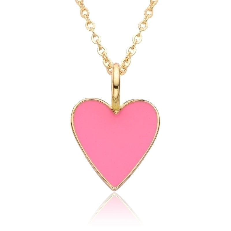 Copper IG Style Minimalist Heart Shape Enamel Plating Pendant Necklace