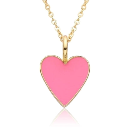 Copper IG Style Minimalist Heart Shape Enamel Plating Pendant Necklace