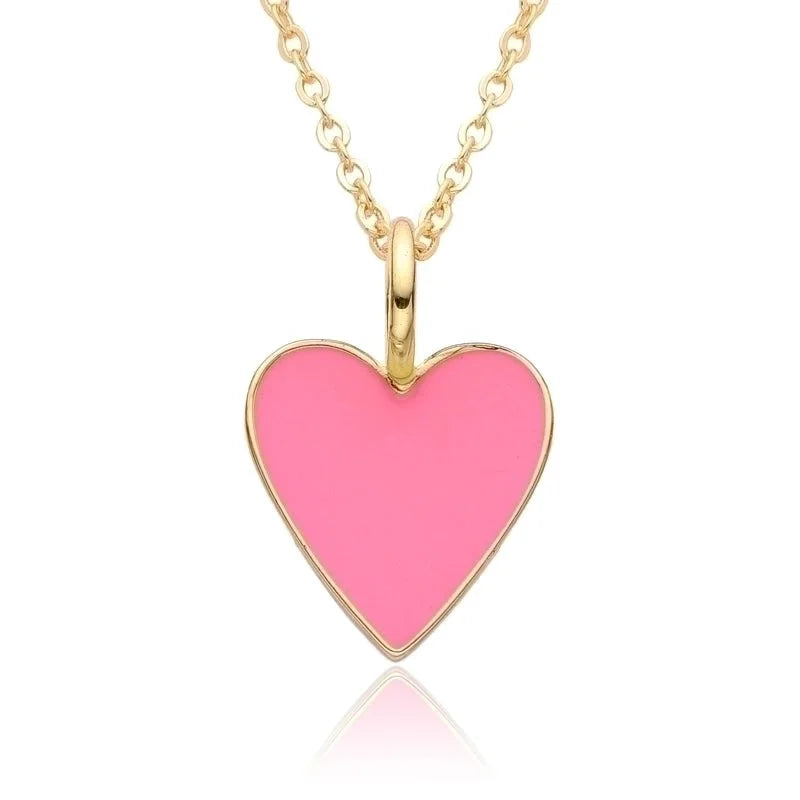 Copper IG Style Minimalist Heart Shape Enamel Plating Pendant Necklace