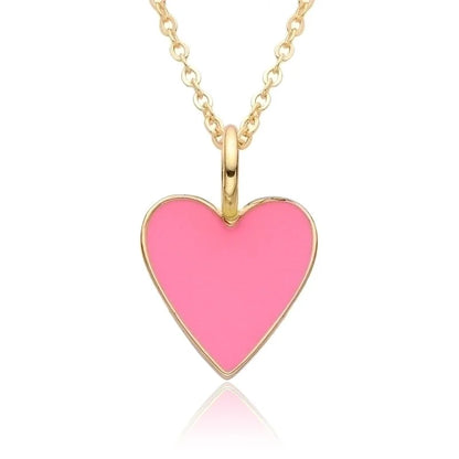 Copper IG Style Minimalist Heart Shape Enamel Plating Pendant Necklace