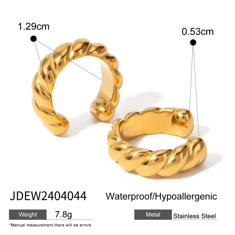 1 Pair Vacation Minimalist IG Style C Shape Solid Color Asymmetrical 304 Stainless Steel 18K Gold Plated Ear Cuffs