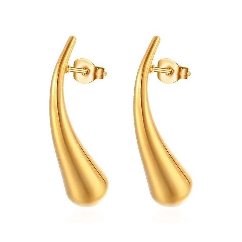 1 Pair Retro Water Droplets Plating 304 Stainless Steel 18K Gold Plated Drop Earrings
