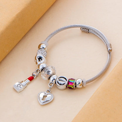 Casual Lady Lipstick Heart Shape Stainless Steel Bangle In Bulk