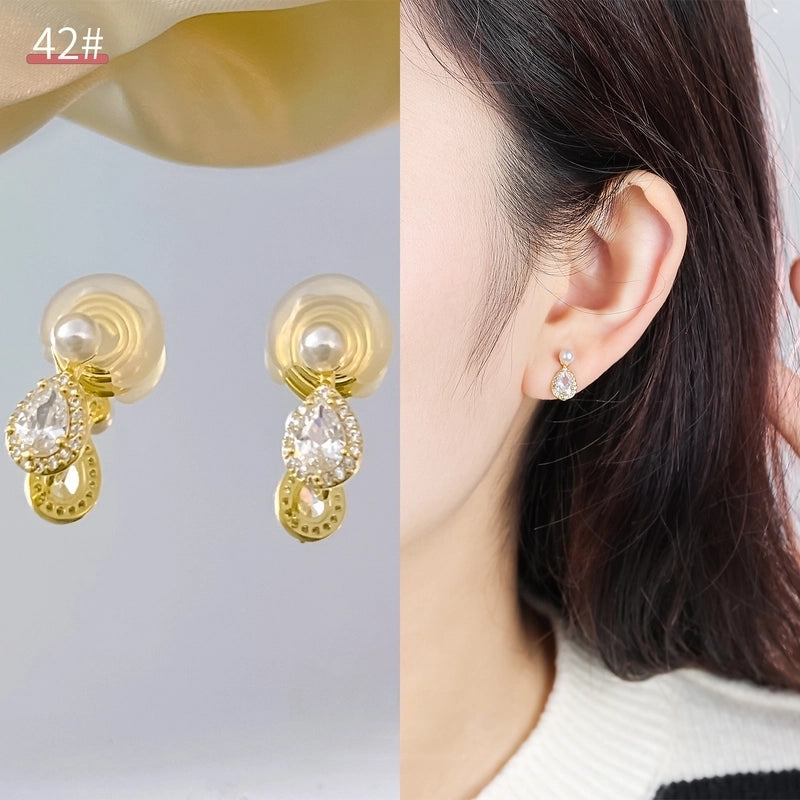 Mosquito Incense Plate Ear Clip Women's Ear Holes Exquisite Pearl Earrings Advanced Hong Kong Style Retro Niche Light Luxury Earrings