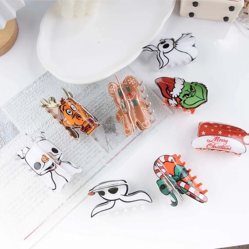 Cute Christmas Women's Christmas Hat Gingerbread PVC Hair Claws