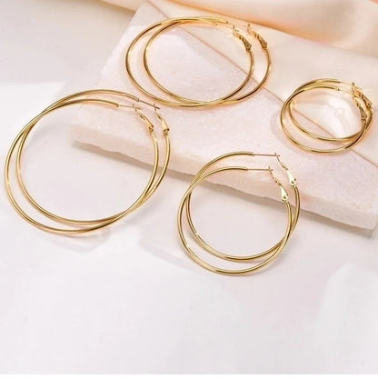 1 Pair Minimalist Geometric 304 Stainless Steel Gold Plated Hoop Earrings