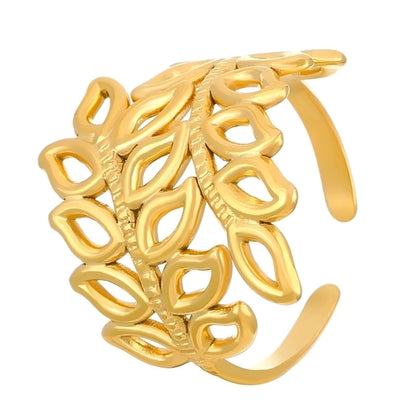 Minimalist Classic Style Geometric 304 Stainless Steel 18K Gold Plated Open Rings