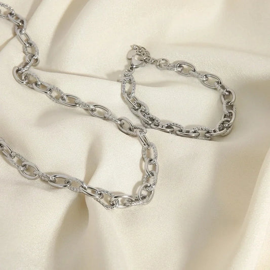 201 Stainless Steel 18K Gold Plated Hip-Hop British Style Plating Solid Color Bracelets Necklace