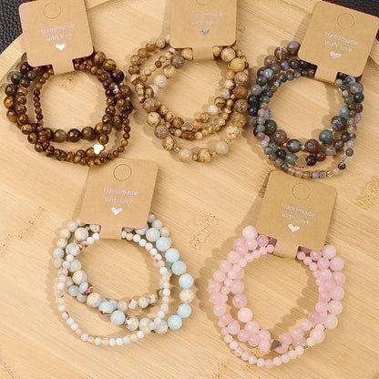 Minimalist Color Block Natural Stone Beaded Bracelets