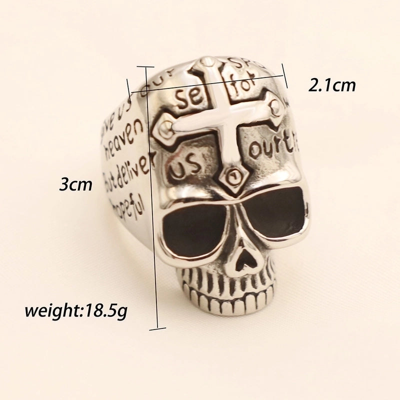 Vintage Style Punk Geometric Skull Stainless Steel Plating Halloween Men'S Rings