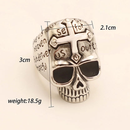 Vintage Style Punk Geometric Skull Stainless Steel Plating Halloween Men'S Rings
