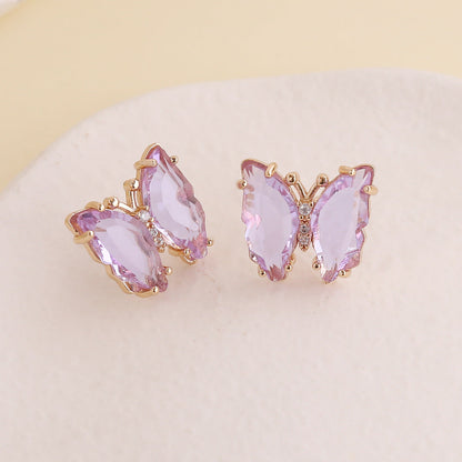 Women Butterfly Copper Stud Earrings