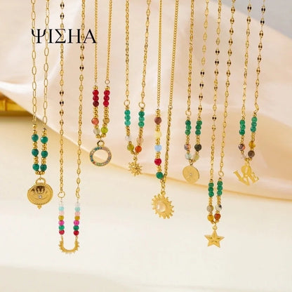 304 Stainless Steel 18K Gold Plated Casual Minimalist Cross Star Zircon Pendant Necklace