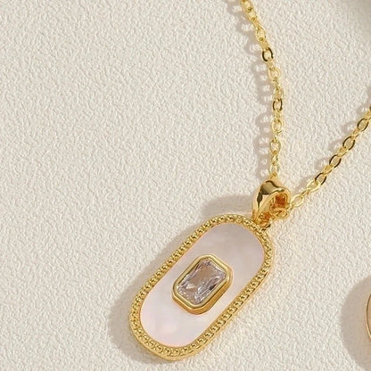 Cute Minimalist Hexagram Sun Copper Plating Inlay Shell Zircon 14k Gold Plated White Gold Plated Pendant Necklace